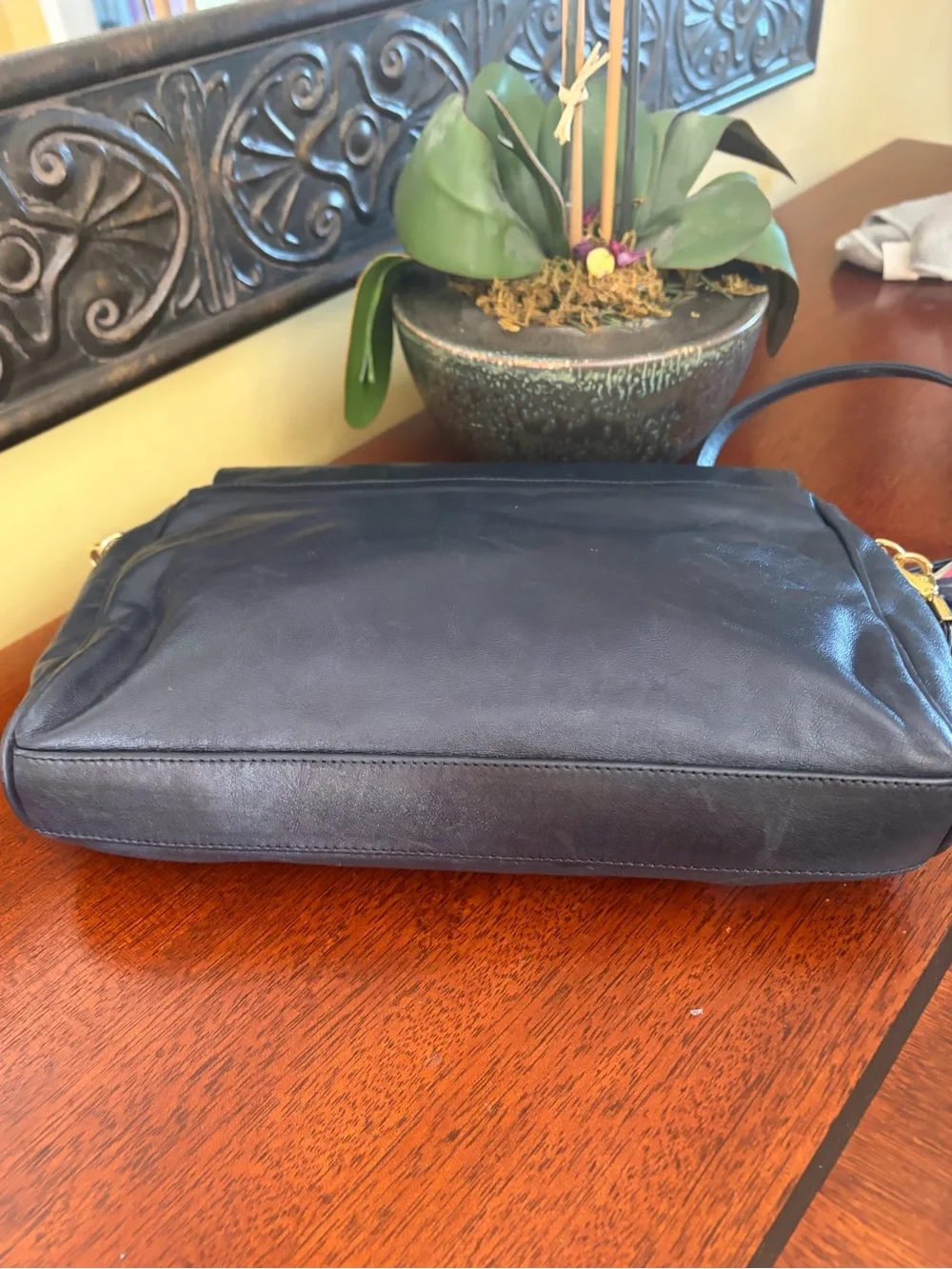 Valentino Orlandi Vintage Navy Leather Crossbody Witt Signature Hardware - Picture 11 of 14